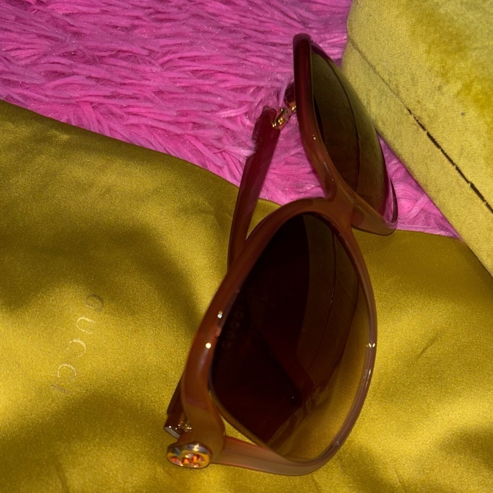 Gucci Oversized Square Dark Brown Sunglasses - Picture 4 of 12